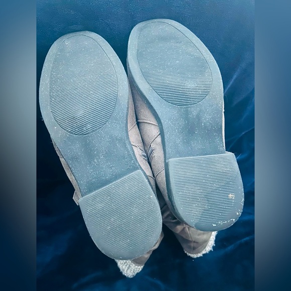 Torrid Faux Leather Sweater Trimmed Slouchy Moto Boots Extra WW Sz 12, gray - Picture 3 of 6